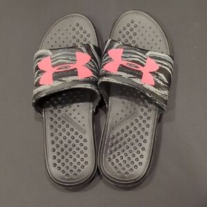 Under Armour Gray and Pink Slide Sandals